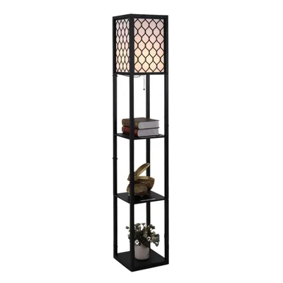Produktbild von ZenZee Stehleuchte, Stehlampe, Standlampe mit Regalablagen, Standleuchte Modern, E27, 160 cm, Schwarz