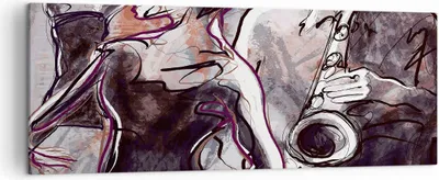 Produktbild von Bild auf Leinwand - Leinwandbild - Jazz Musik Musiker - 140x50cm - Wand Bild - Wanddeko - Leinwanddruck - Bilder - Kunstdruck - Wanddekoration - Leinwand bilder - Wandkunst - AB140x50-3572