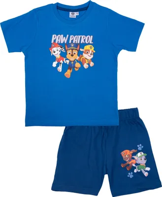 Produktbild von Paw Patrol Schlafanzug für Jungen 110/116 - Kinder Pyjama Set Kurzarm Oberteil mit Hose Blau
