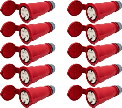 Produktbild von (1 - 10er Pack) CEE-Kupplung 16A 400, IP44, 5-polig weiblich mit Klappdeckel : 10 Paar Anzahl: 10 Paar