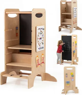 Obrázok produktu pre Montessori vzdelávacia veža, nastaviteľná výška, bukové drevo