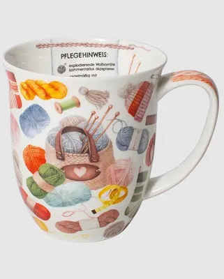 Produktbild von Kaffeebecher Maschenglück, Tasse, Teetasse, häkeln stricken, Handarbeit