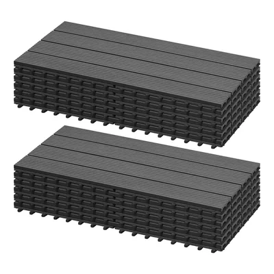 Produktbild von EUGAD 12er-Set WPC Fliesen, Klickfliesen, 30x60cm, mit Drainage, Grau