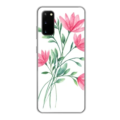 Produktbild von MuchoWow® Handyhülle Schutzhülle Hülle für Samsung Galaxy S20 Blumen - Aquarell - Rosa Silikon Softcase Handy Hülle - Bild