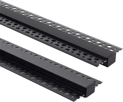 Produktbild von Aluminiumprofil Gipseinbau für LED Streifen bis 15mm Schwarz 2 m Schwarz transluzent