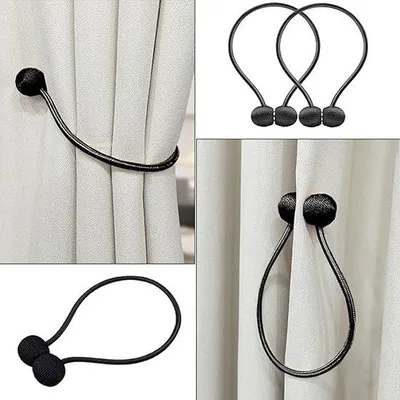 Produktbild von Famanu Vorhanghalter Magnetisch - Schwarz, Set 4 Stück