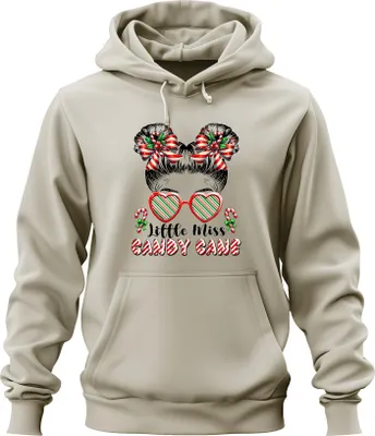 Produktbild von Little Miss Candy Cane Christmas girls sweet bow heart cute Uni Hoodie Kapuzenpullover, Natur, XL