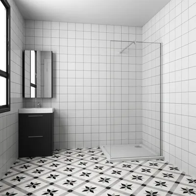 Produktbild von AICA 70x195cm Walk in Dusche 6mm NANO ESG für Duschwand ohne Tür Klarglas mit 90cm Stabilisator Duschabtrennung