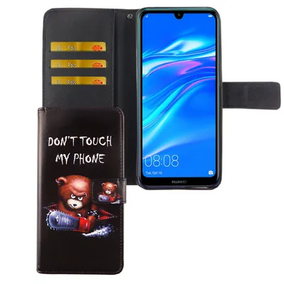 Zdjęcie produktu dla Etui Huawei Y7 2019 Pokrowiec na telefon komórkowy Pokrowiec ochronny Etui z klapką i miejscem na kartę Nie dotykaj mojego telefonu