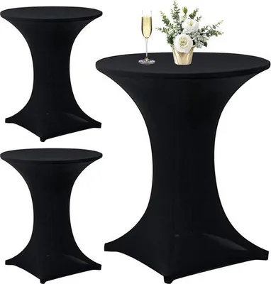 Produktbild von Famanu Tischdecke für Stehtische - Stretchmaterial, waschbar - 84 x 110 cm - Schwarz