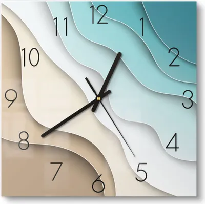 Produktbild von DEQORI Glasuhr 30x30 cm Zahlen 'Farbige Papierwellen' Wanduhr Glas Uhr Design leise