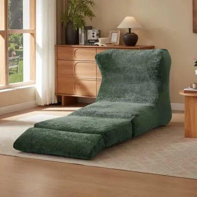 Immagine prodotto di Divano letto reclinabile - Divano letto e chaise longue - Schienale regolabile - Imbottitura in schiuma - Similcuoio - Verde - 80 x 75 x 92 cm