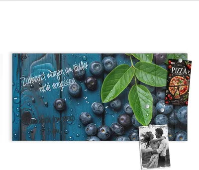 Produktbild von Magnettafel 100x50cm Pinnwand Whiteboard beschreibbar - Blaubeeren auf Holz