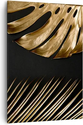 Produktbild von Bild auf Leinwand - Leinwandbild - Einteilig - Golden Blatt Monstera - 70x100cm - Wand Bild - Wanddeko - Wandbilder - Leinwanddruck - Wanddekoration - Leinwand bilder - Wandbild - PA70x100-5028