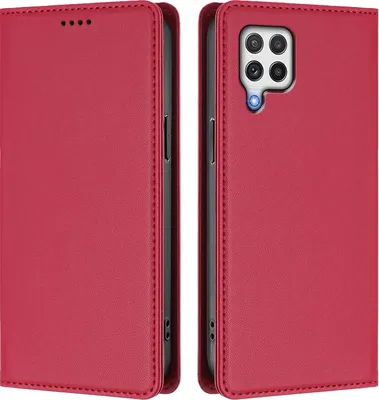 Image de Etui en cuir pour Samsung Galaxy A22 4G, étui magnétique en cuirPolyuréthaneavec support Rouge