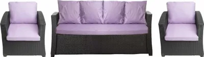 Obrázok produktu pre Záhradné vankúše pre polyratanový nábytok 5-6 miestna fialová Pohovka vankúše 170x50, 2 vankúše pre stoličky 56x50, vankúše pre záhradný nábytok