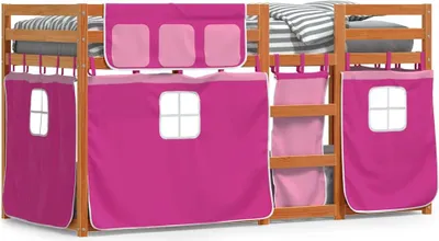 Immagine prodotto di vidaXL Letto a castello con tende rosa 80x200 cm in legno di pino massiccio