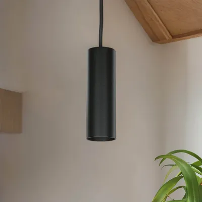 Produktbild von Hängeleuchte Metall D: 4 cm rund H: max. 130 cm Schwarz GU10 Modern Hängelampe