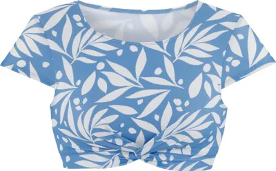 Produktbild von LASCANA ACTIVE Crop-Bikini-Top Lia blau weiß bedruckt Größe 36 Cup A/B