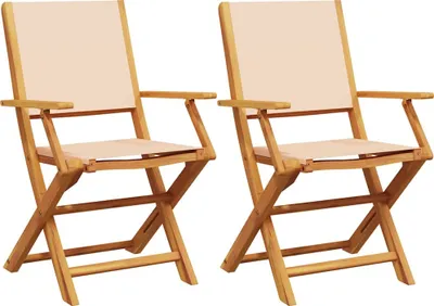 Produktbild von vidaXL Gartenstühle 2 Stk. Beige Massivholz Akazie & Stoff