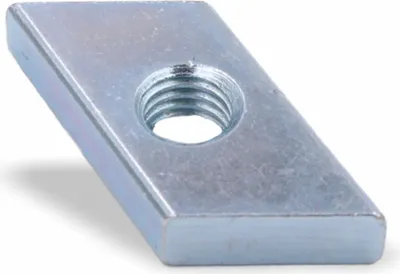 Produktbild von Nutenstein | Gewindeplatte Rhombus 23x15x6 mm M8 Gewinde Winkel 30° | Stahl verzinkt