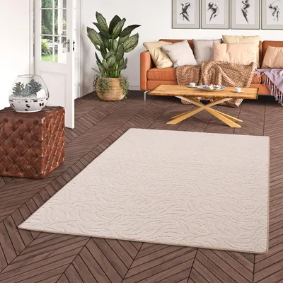 Produktbild von Konturenschnitt Hochflor Langflor Teppich Frieda Beige, Größe:80x240 cm