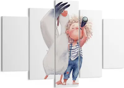 Produktbild von Bild auf Leinwand - Leinwandbild - 5 Teile - Albatros Kind Bild - 150x100cm - Wand Bild - Wanddeko - Wandbilder - Leinwanddruck - Bilder - Wanddekoration - Leinwand bilder - Wandbild - EA150x100-4798
