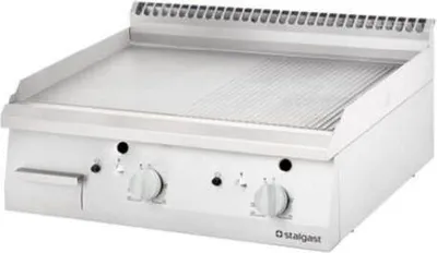 Produktbild von Gas-Griddleplatte als Tischgerät, Serie 700 ND - 1/2 glatt / 1/2 gerillt 800x700x250 mm
