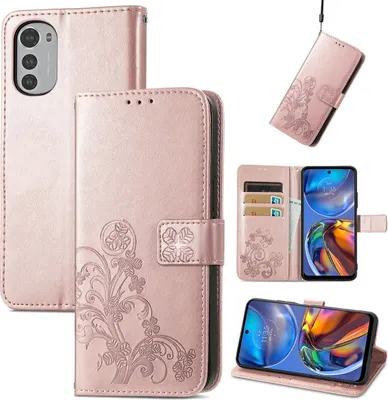 Produktbild von König Design Hülle kompatibel mit Motorola Moto E32 Kunstleder Handyhülle - Handy Case Rose Gold