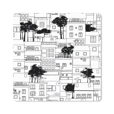 Produktbild von MuchoWow® Mauspad Mousepad Muster - Bäume - Haus 20x20 cm - Mousepads - Maus Mat - Pad - Mausunterlage - Desk Mat - Bureauartikeln