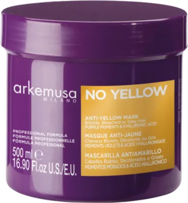 Obrázek produktu pro Arkemusa | Maska na vlasy NO YELLOW - 500 ml - Proti žloutnutí - Studená blond - Intenzivní péče