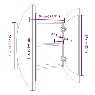 Szafka łazienkowa z okrągłym lustrem i LED biała 54x54x17,5 cm