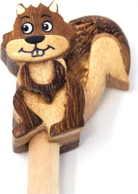 Produktbild von Holz Bleistift mit abnehmbarer Eichhörnchen Aufsteckfigur, handgefertigt