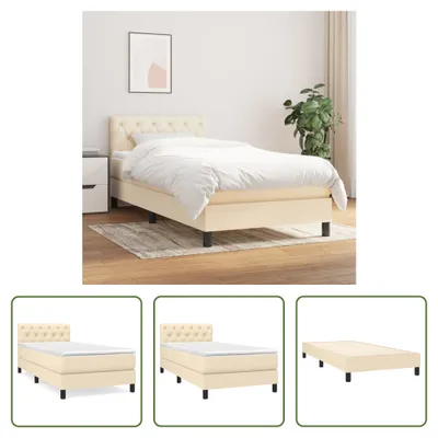 Produktbild von The Living Store Boxspringbett mit Matratze Creme 80x200 cm Stoff