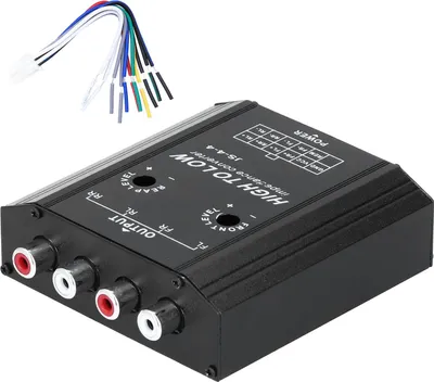 Image de 12V 4 canaux -Impédance audio -Convertisseur haut vers bas RCA -Auto de ligne -Stéréo -Filtre de fréquence des haut-parleurs radio