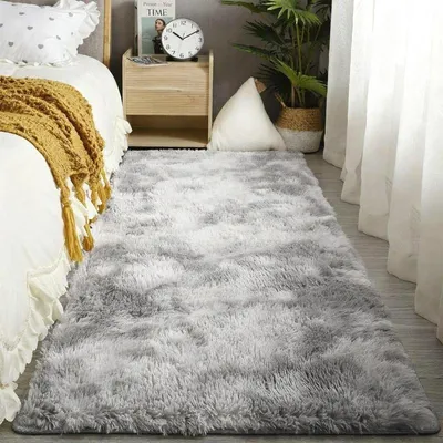 Image de Omgoods - Tapis moelleux pour salon et chambre - Lavable, motif tie-dye gris clair, 120x160 cm