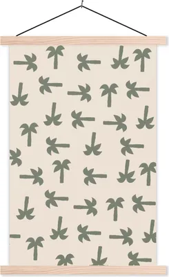 Produktbild von MuchoWow® Textilposter Palme - Pastell - Muster 60x90 cm mit holzfarbenen Rahmen - Textil
