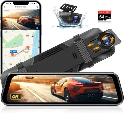 Image de Caméra embarquée pour voiture avec vision nocturne et détecteur de mouvement – Objectif grand angle – Mode parking – Caméra embarquée Full HD avec carte SD
