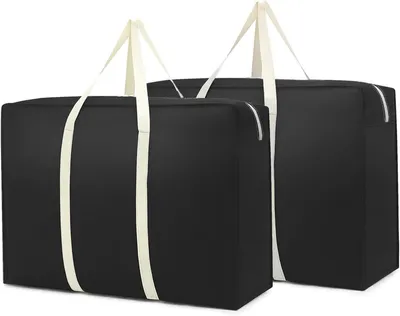 Produktbild von Umzugskarton 2er-Pack große Aufbewahrungstasche für Bettdecken, Umzugskartons, 89 l, wasserdichte, faltbare Reisetasche für Bettwäsche, Aufbewahrungst
