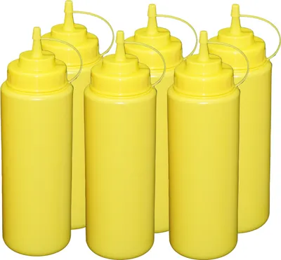 Produktbild von 6 Stück Gelbe Quetschflaschen 1 Liter Dosierflasche Spenderflasche Dressingflasche