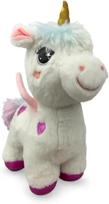 Produktbild von Kuscheltier Einhorn 30 cm weiß-rosa – mit Flügeln, Weiches Plüschtier, Stofftier