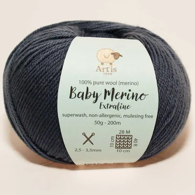 Produktbild von Baby Merino Extrafine Art'is Yarn 100% Wolle | Mulesing-frei & Superwash (50g / 200m) (70 graublau)