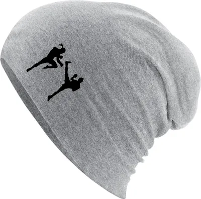 Produktbild von Huuraa Beanie Kickboxen Silhouette Heather Grey One Size Baumwolle und Elasthan Mütze Geschenkidee