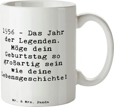Produktbild von Mr. & Mrs. Panda Tasse Spruch 1956 Geburtstag - Weiß - Geschenk, Meilenstein, unvergesslicher, Geburtstagsgeschenk, Teetasse, Becher, Happy Birthday, Kaffeebecher, Alter