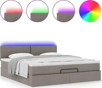 Produktbild von Ottomane Bett mit Matratze & LEDs Taupe 180x200 cm Stoff
