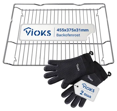 Produktbild von Backofenrost mit 2x Grillhandschuhe passend wie Bosch 00577170 455x375mm für Ofen