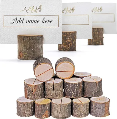 Produktbild von Holz Tisch Kartenhalter - Rustische Platzhalter für Hochzeiten und Feiern Kartenständer