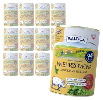 Zdjęcie produktu dla Baltica Wieprzowina z Jabłkiem 12x400g Monoproteinowa Hipoalergiczna Bezzbożowa Mokra Karma Dla Psa