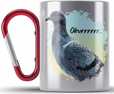 Produktbild von Trendation - Taubenzüchter Okurrrr Geschenk Zaubenzucht Zubehör Tauben Edelstahl Tasse Karabiner Lustiger Spruch Taubenflüsterer Taubenliebhaber Becher (Rot)