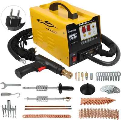 Zdjęcie produktu dla Zestaw do naprawy karoserii "Deukkenner" 3 kW, 220 V, narzędzie do usuwania wgnieceń z funkcją punktowego spawania oraz akcesoria